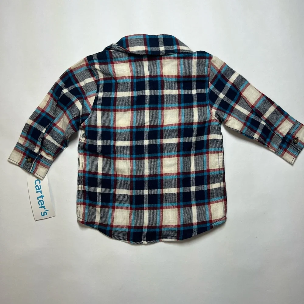 Carter’s Plaid Flannel Button Down Size 9mo - Picture 4 of 4